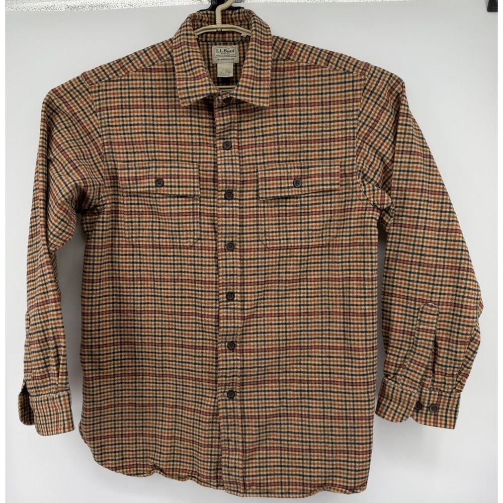 LL Bean Chamois Traditional Fit Plaid Long Sleeve Plaid Shirt Men's Medium